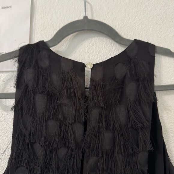 Anthropologie Roxie Fringe Polka Dot Mini Dress Sz‎ 4 Black Dance Cocktail Chic - Picture 5 of 8